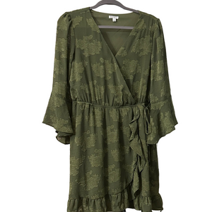 Olive Green faux Wrap Dress by Signify - Large - never worn